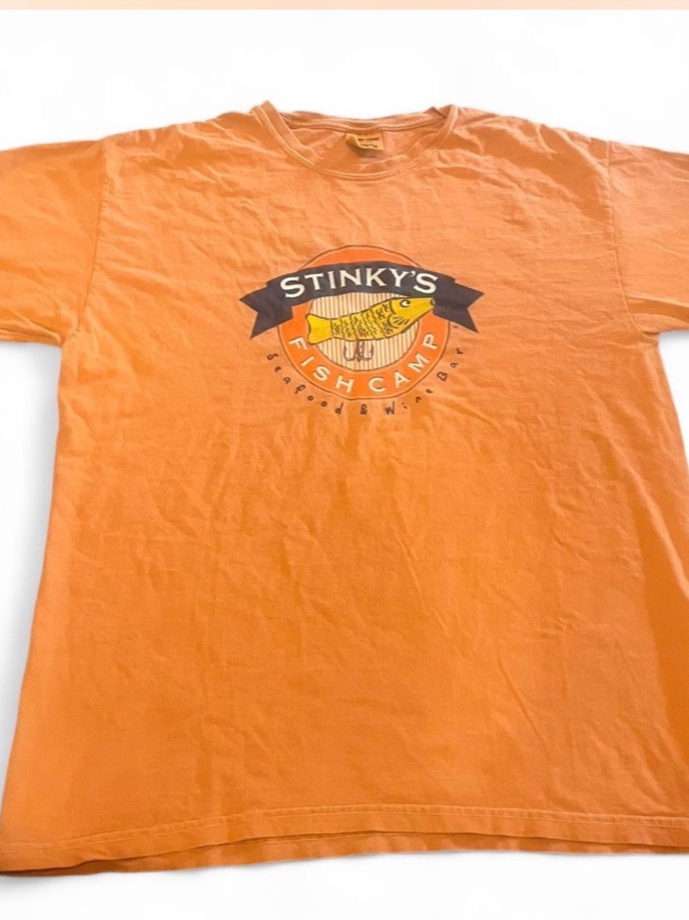 Comfort Colors Orange 'Stinky's Fish Camp' Short Sleeve Tee Fishing gear
